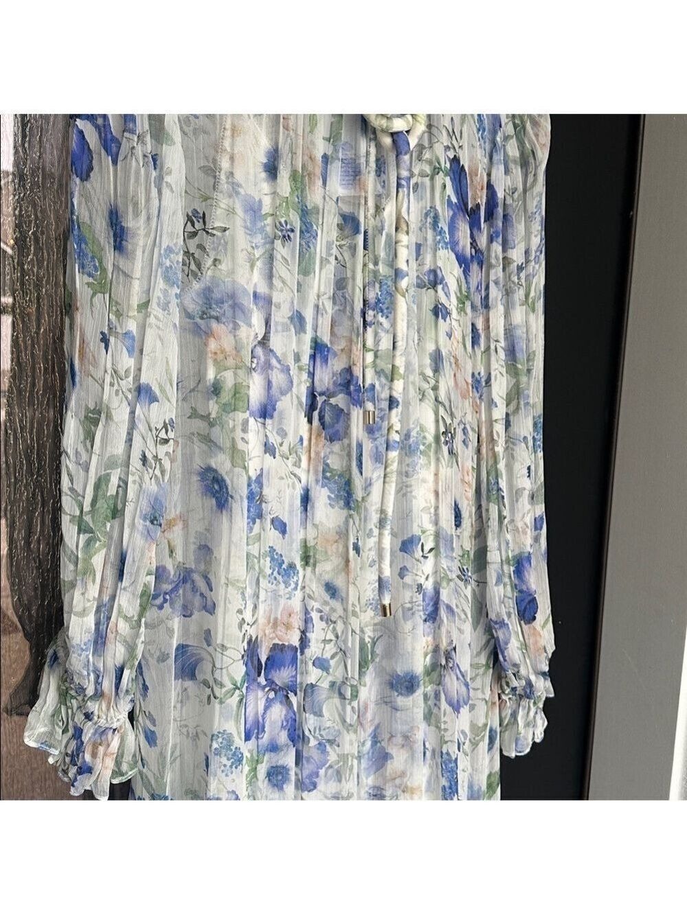 Zimmermann Blue and White Floral Long Sleeve Dress - Picture 6 of 6